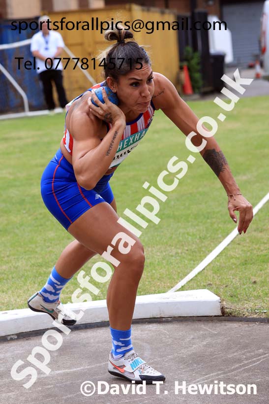 Womens Heptathlon Shot Putt, 2024 EAP International Combined events, Hewcham, Northumberland.  Photo: David T. Hewitson/Sports for All Pics